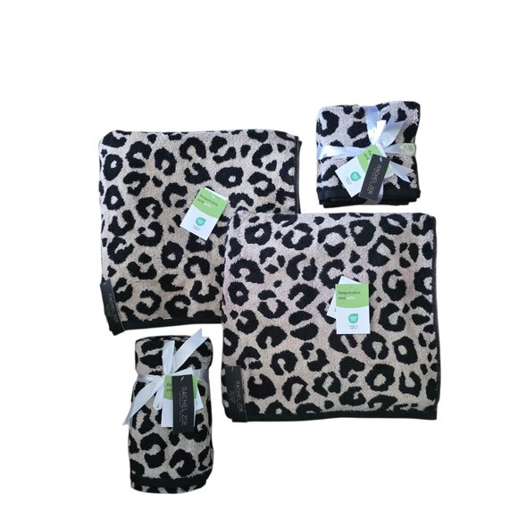 Rachel Zoe Leopard Set of 8 - 2 Bath + 2 Hand Towels + 4 Washcloths NWT - Picture 1 of 5